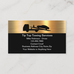 Classy Metallic Gold Towing Service Business Cards
