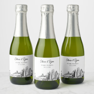 Classy Miami Wedding Favour Custom Mini Sparkling Wine Label