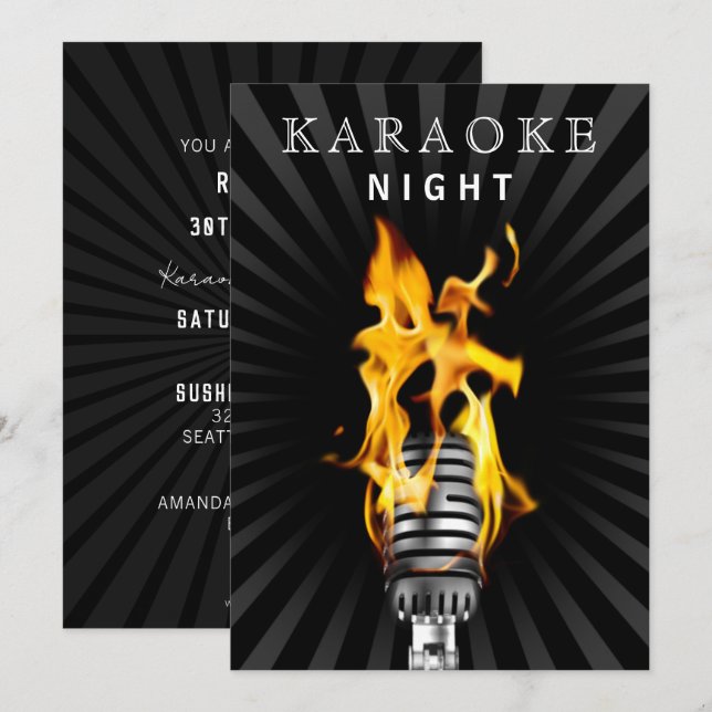 Classy Mic 30th Birthday Karaoke Night Party  Invitation (Front/Back)