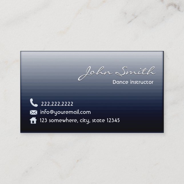 Classy Midnight Blue Dance Business Card (Front)