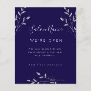Classy Midnight Blue & Silver Elegant Salon Flyer