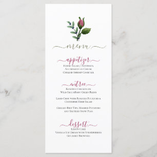 Classy Minimal Rose Bud Design Flat Menu