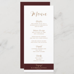 Classy Minimalist Burgundy & Gold Wedding Menu