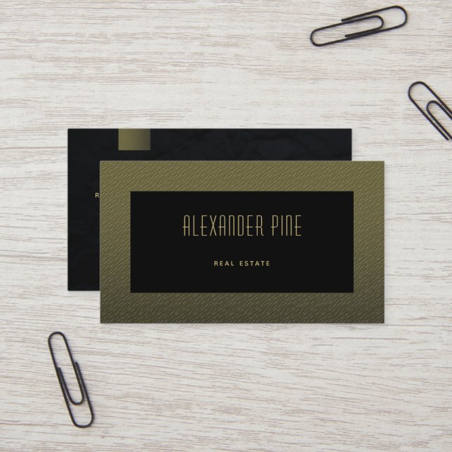 Classy Minimalist Elegant Black Gold Professional Business Card (Front/Back In Situ)