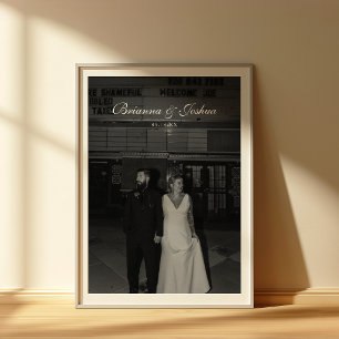 Classy Minimalist Names & Date Wedding Photo Poster