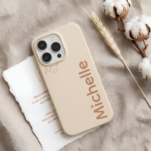Classy Minimalist Oatmeal Sand Earthy Custom Name iPhone 15 Pro Case