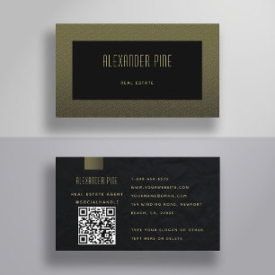 Classy Minimalist QR Code Black Gold Professional Business Card