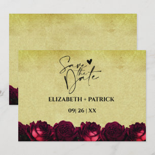 Classy minimalist, red roses, vintage save the date