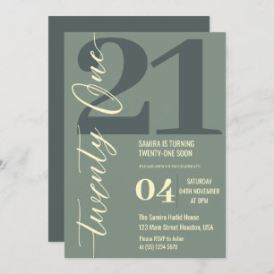 Classy Minimalist Twenty One 21st Birthday Invitation
