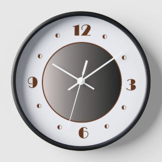 Classy Minimalist White Tan/ Broadway Numerals  Clock