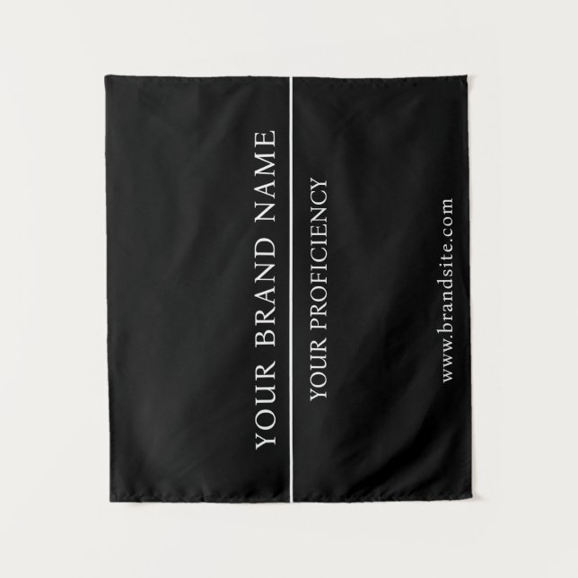 Classy Minimalist White Text Black Wall Design Tapestry (Front)