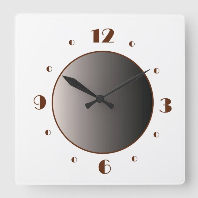 Classy Minimalist White with Tan Numerals Square W Square Wall Clock (Front)