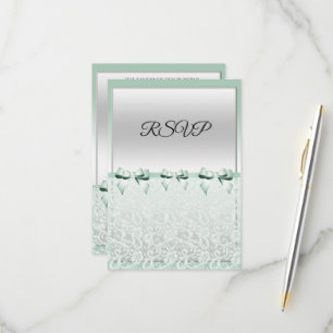 Classy Mint Green Bows & Lace RSVP Card
