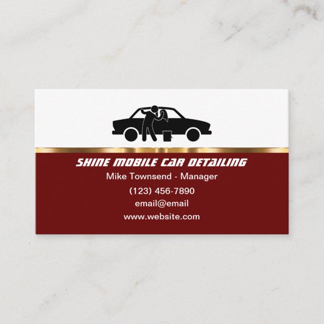Classy Mobile Car Detailing Business Card Template (Front)