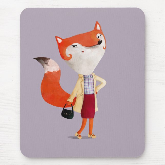 Classy Mod Fox Girl Mouse Mat (Front)