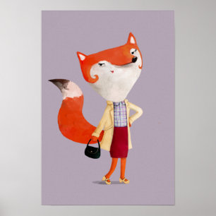 Classy Mod Fox Girl Poster