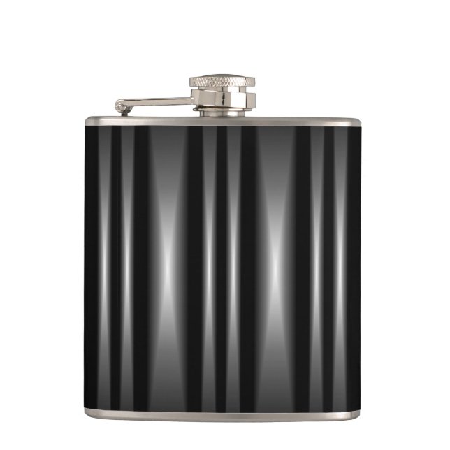 Classy Modern Black and White Pattern Hip Flask (Front)