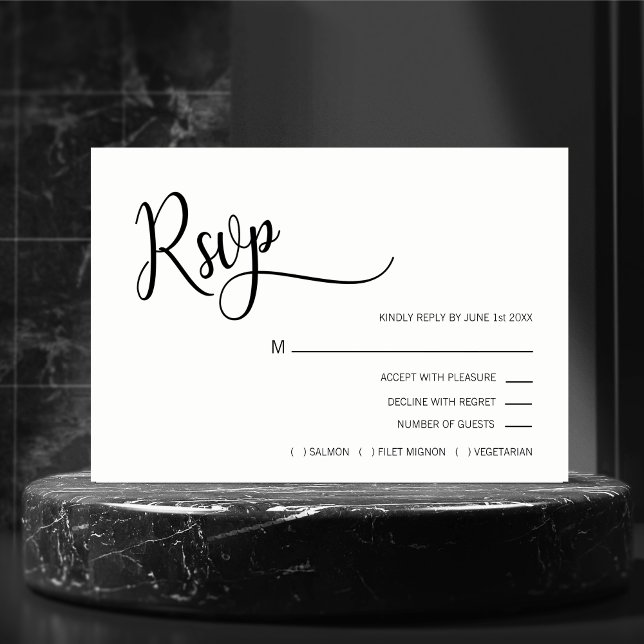 Classy Modern Black & White RSVP Menu Wedding (Creator Uploaded)