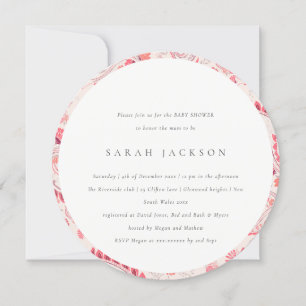 Classy Modern Blush Paisley Typography Baby Shower Invitation