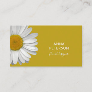 Classy Modern Elegant Daisy Flower Vintage Gold Business Card