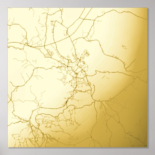 Classy Modern Elegant Gift Map of Karlovac Croatia Foil Prints (Front)