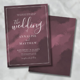 Classy Modern Elegant Watercolor Burgundy Wedding Invitation