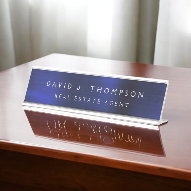 Classy Modern Executive Navy Blue Professional Desk Name Plate (Creator Uploaded)