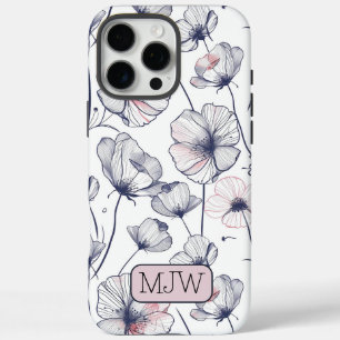 Classy Modern Floral Botanical Monogrammed iPhone iPhone 16 Pro Max Case