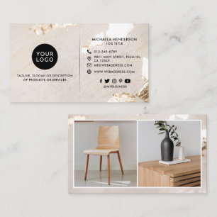 Classy Modern Gold Foil Logo 2 Photos Social Media Business Card