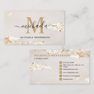 Classy Modern Gold Foil Monogram Initial & Name Business Card