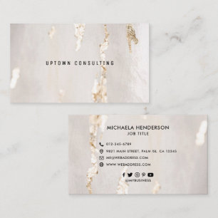 Classy Modern Gold Foil Social Icons Business Card