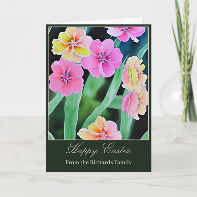 Classy modern painted flowers custom Easter Holiday Card (Front)