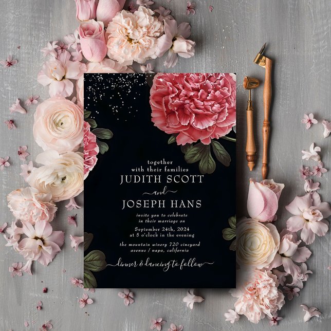 Classy Modern Peony Floral Wedding Invitation (Creator Uploaded)
