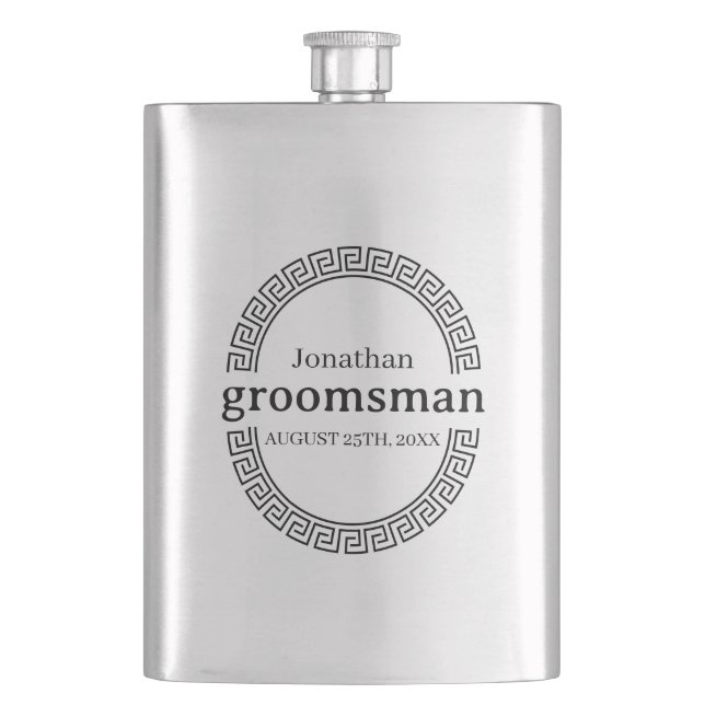 Classy Modern Personalised Bachelor Party   Hip Flask (Front)