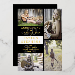 Classy Modern Photo Black White Graduation