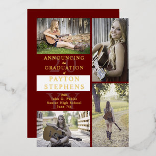 Classy Modern Photo Maroon   White Graduation Gold