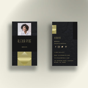 Classy Modern Professional Black Gold Photo Business Card