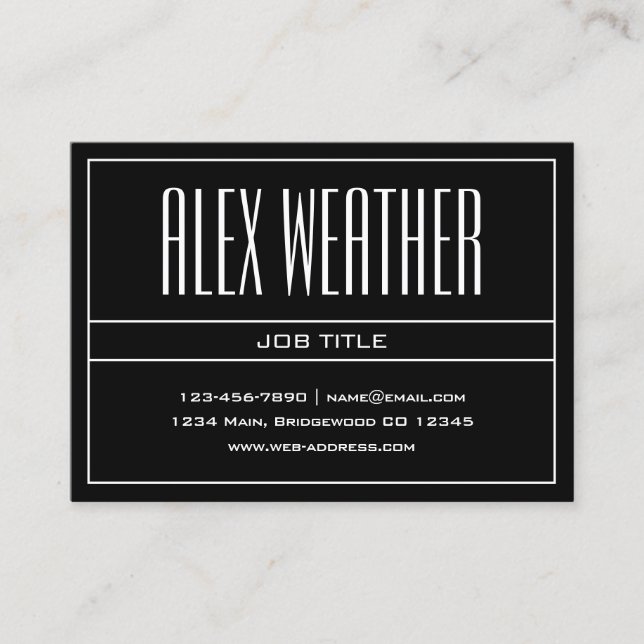 Classy Modern Professional White & Black Business Card (Front)