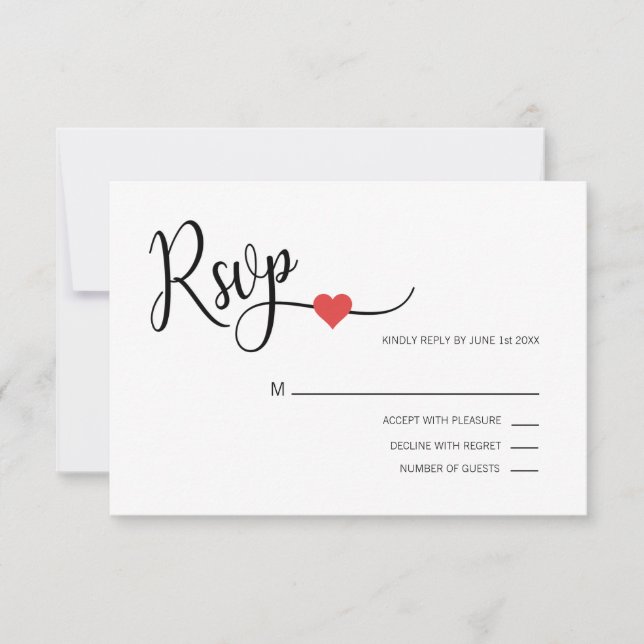 Classy Modern RED & White RSVP Menu Wedding (Front)