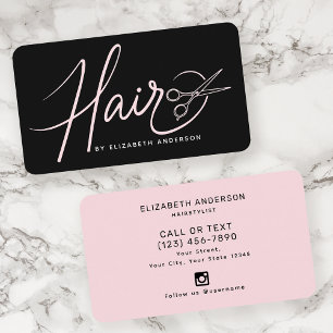 Classy Modern Script Hairstylist Blush Pink Business Card
