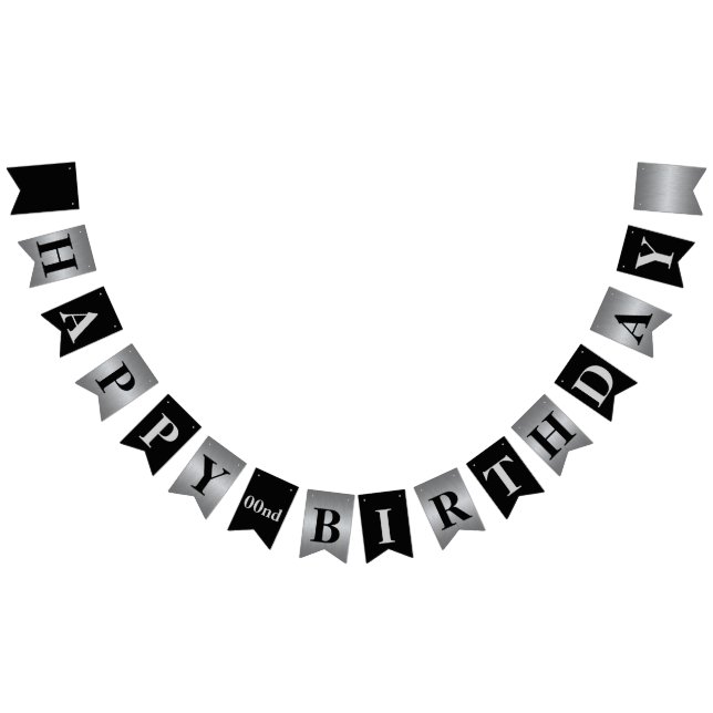 Classy Modern Silver and Black Birthday Banner (All)