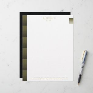 Classy Modern Simple Black Gold Professional Custom Letterhead