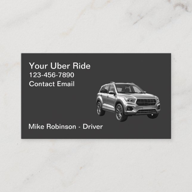 Classy Modern Simple Uber Driver Taxi Business Card (Front)