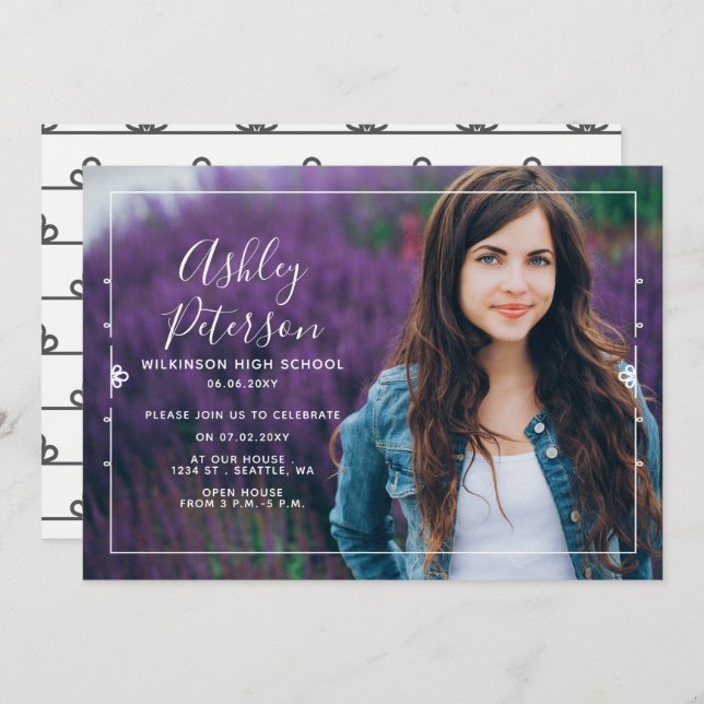 Classy Modern Stylish Elegant Photo Graduation Invitation (Front/Back)