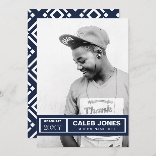 Classy Modern Stylish Elegant Photo Graduation Invitation (Front/Back)