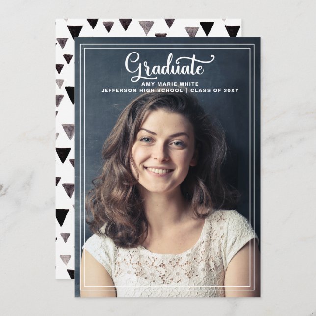 Classy Modern Stylish Elegant Photo Graduation Invitation (Front/Back)