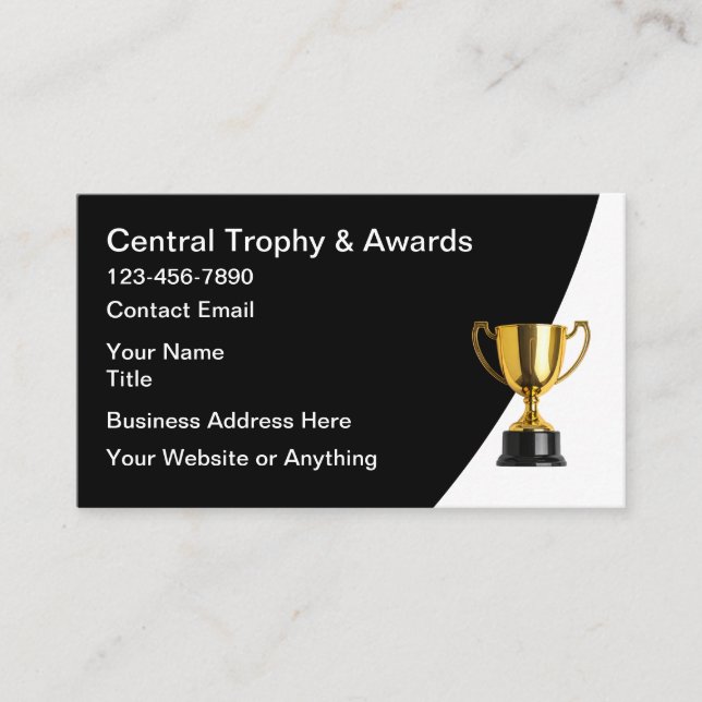 Classy Modern Trophy Awards Business Card (Front)