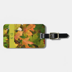 Classy Monogram Autumn Leaves Luggage Tag