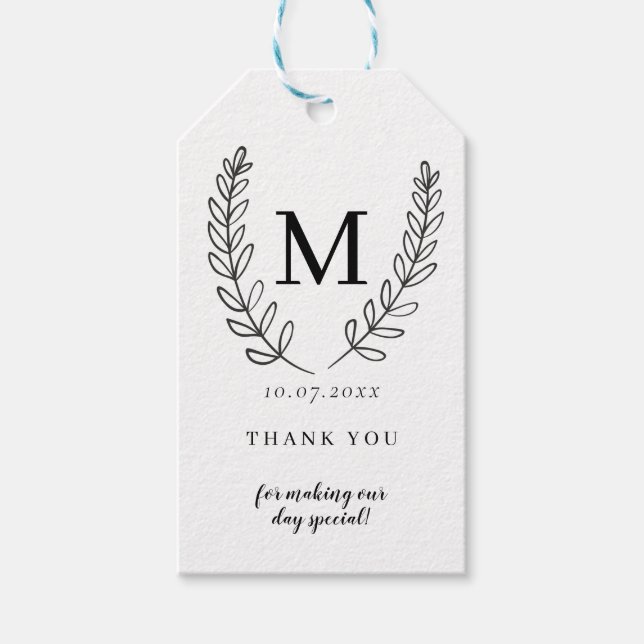 Classy Monogram Custom Gift Tags (Front)
