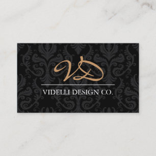 Classy Monogram Damask Business Card